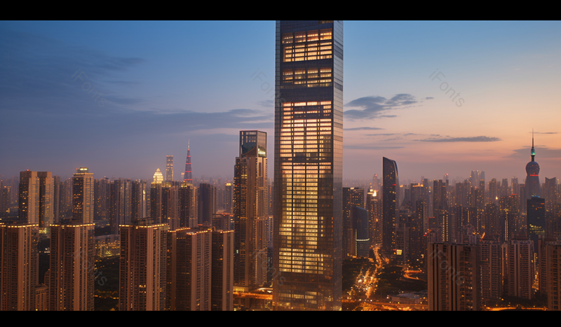 日落城市中央商务区cbd建筑亮灯风光,高清,摄影图,摄影图片,图片大全,摄影图免费下载